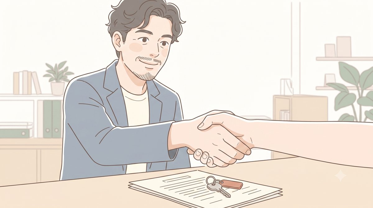契約成立の握手を交わすイラスト